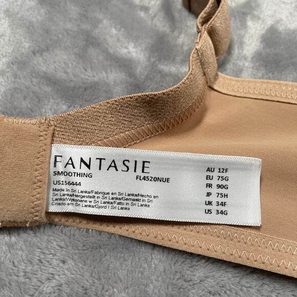 Fantasie Bra Womens 34G Beige Smoothing Balcony Underwire T Shirt Basic New - Picture 4 of 10